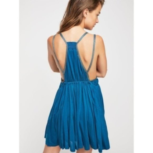 Free People Lovers Cove Mini Dress, Aqua - Picture 3 of 4